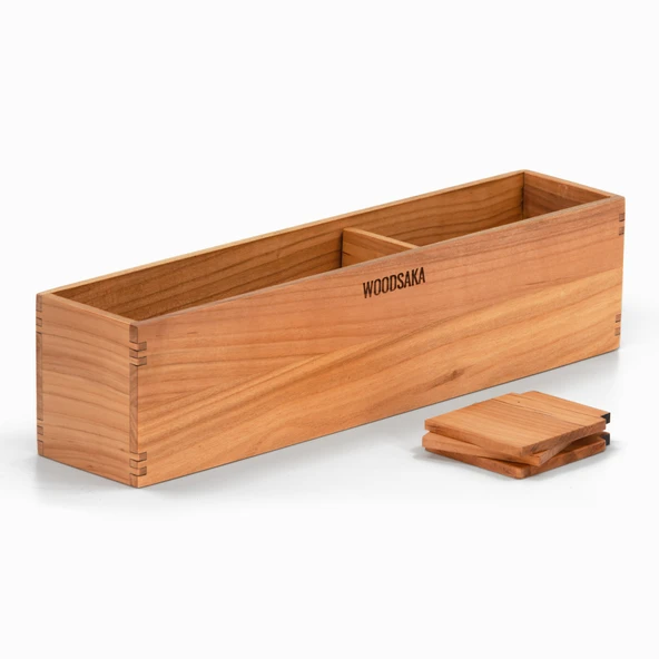Woodsaka Reka 5 Bölümlü Ayarlanabilir Kalemlik Organizer - Kiraz - 6