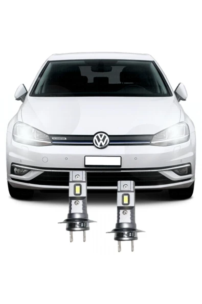 Fardoktoru VW YENİ GOLF 7,5 LED XENON H7 KISA FAR OTO AMPUL SETİ Mini Led 2'li Set