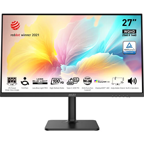 MSI 27 MODERN MD272QXP 2560x1440 (WQHD) FLAT IPS 100HZ 1MS ADAPTIVE-SYNC PIVOT TYPE-C MONITOR - 3