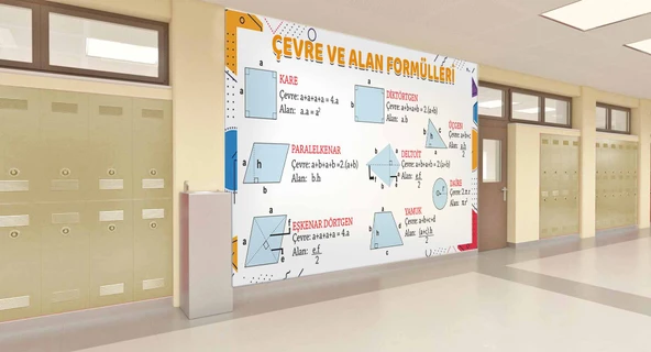 Matematik Çevre ve Alan Formülleri Okul Duvar Kağıdı Baskı - 2