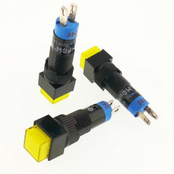 Onpow LAS4F-D/Y 24V Sarı M8 Sinyal Lambası Kare