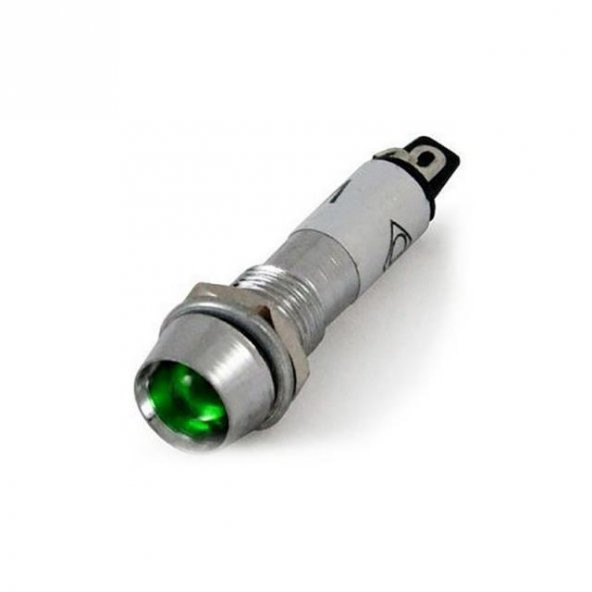 SİNYAL  LAMBASI METAL 12 V Ledli 8mm YEŞİL IC-225