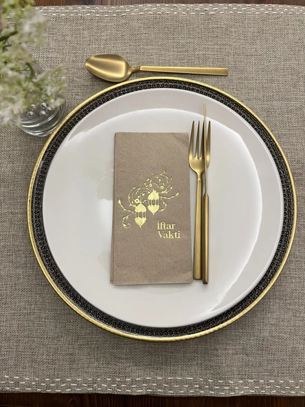 Gold Yaldızlı Kraft İftar Vakti Garson Peçete 16 Adet