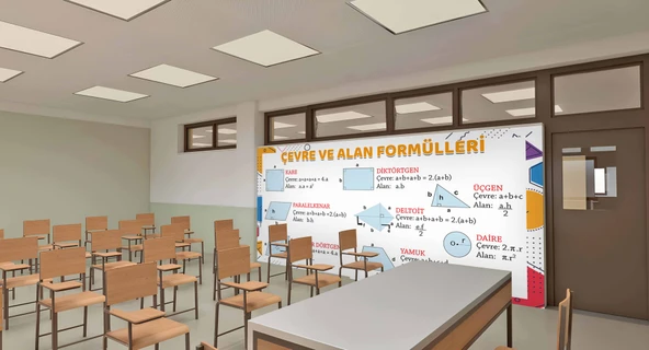 Matematik Çevre ve Alan Formülleri Okul Duvar Kağıdı Baskı - 4