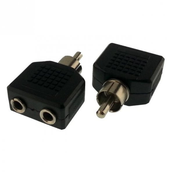 RCA ADAPTÖR 1 ~ RCA  ERKEK  / 2 ~ 3,5 mm  DİŞİ ~ DİŞİ  STEREO ÇEVİRİCİ