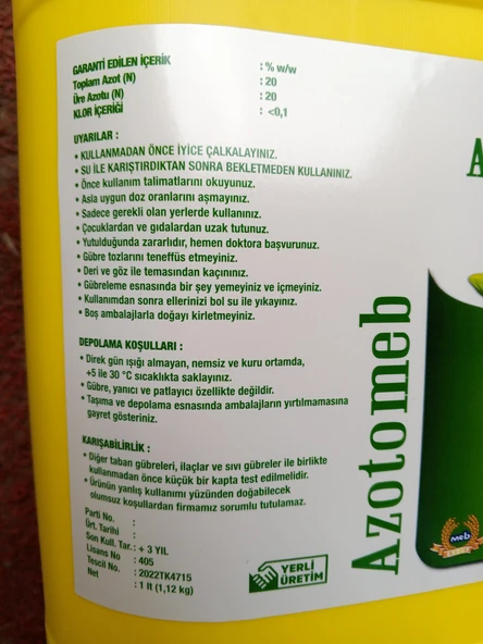 Mebor Azotomeb %20 Azot Sıvı Gübre 20 Litre - 4
