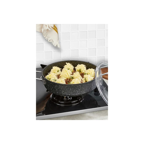 FALEZ BLACK LİNE 24 CM GRANİT KARNIYARIK TENCERE