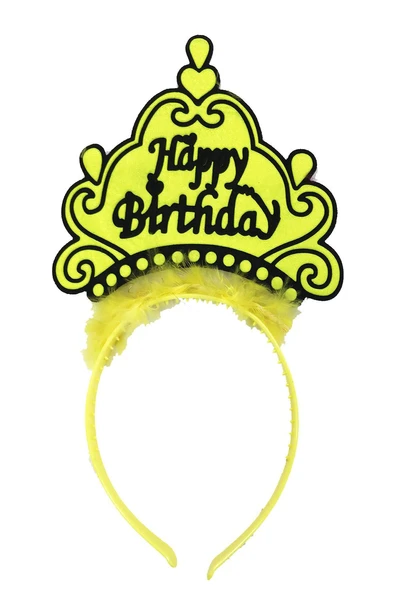 Happy Birthday Neon Sarı Renk Doğum Günü Tacı 24x15 cm