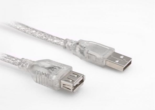 USB A ERKEK = A DİŞİ 3 mt UZATMA Şeffaf USB 206 SL-AF2003