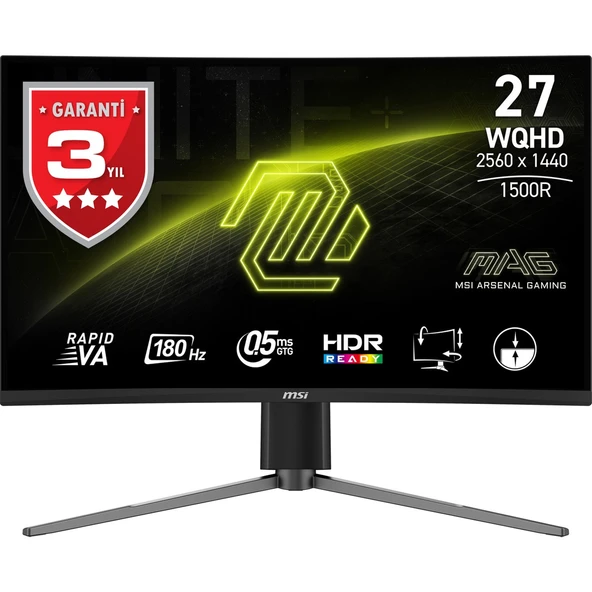 MAG 27CQ6PF 27" 0.5 ms 2K Curved 180 Hz Oyuncu Monitörü