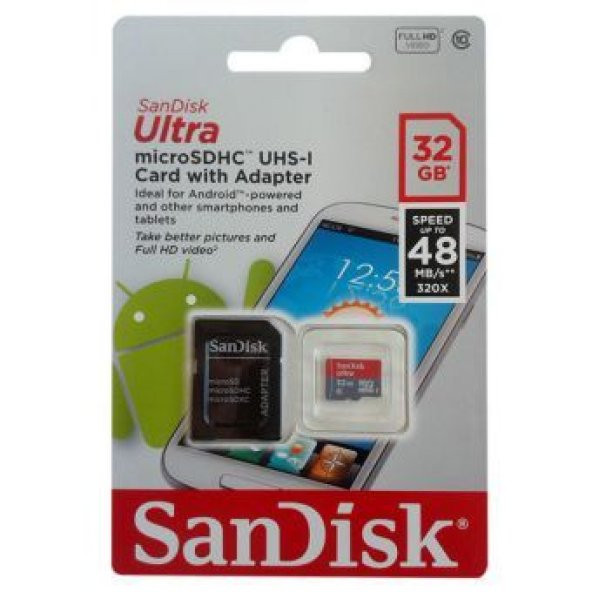 SANDISK FLASH MEMORY micro SD Card 32GB CLASS 10 ULTRA