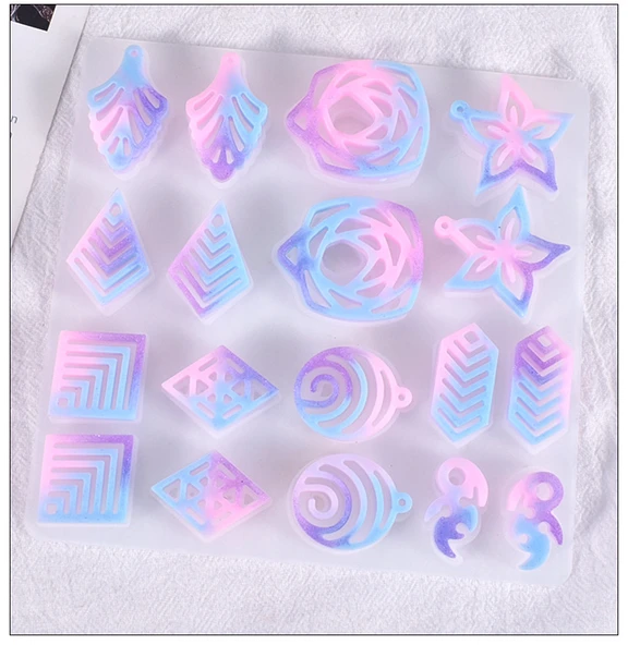 EPOKSİ REÇİNE SİLİKON KALIP İTHAL ÇOKLU KÜPE GÜL SİLİKON KALIP HB75215 - 0007 - 4