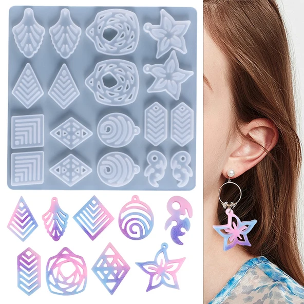 EPOKSİ REÇİNE SİLİKON KALIP İTHAL ÇOKLU KÜPE GÜL SİLİKON KALIP HB75215 - 0007 - 3