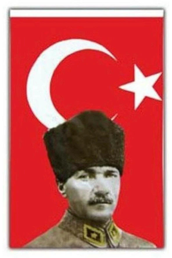 Vatan Bayrak Mustafa Kemal Atatürklü Bayrak - Atalı Türk Bayrağı 50x75cm