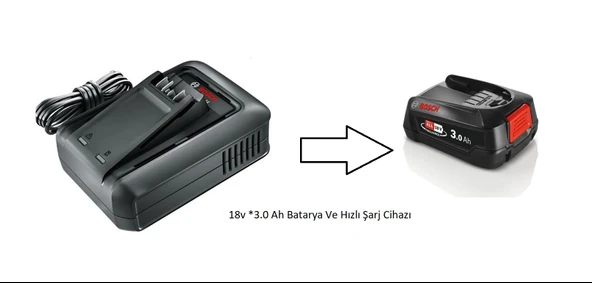 Bosch Batarya-Akü 18v 3.0 Ah Batarya Ve Bosch Unlimited Şarjı Süpürgeler ve El Aletleri Için Şarj Cihazı 18V AL1844