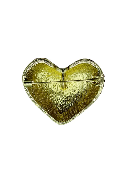 Kırmızı Kristal Kalp Broş - Resim 4