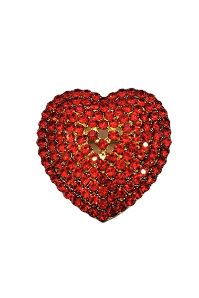 Kırmızı Taşlı Kalp Broş - Resim 3