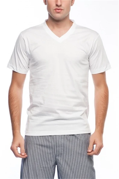 707 Erkek Atlet Kısa Kollu V Yaka - Resim 4