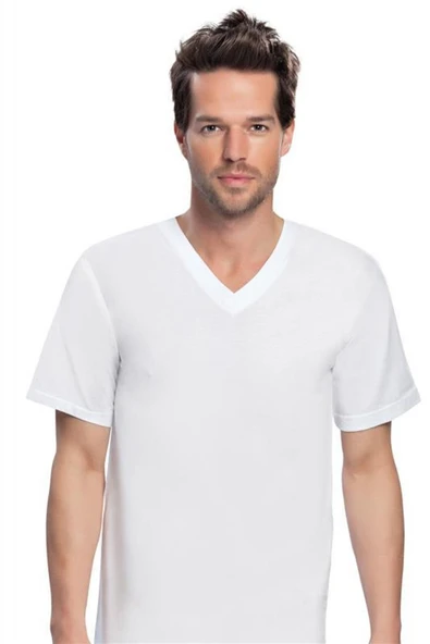 707 Erkek Atlet Kısa Kollu V Yaka - Resim 2