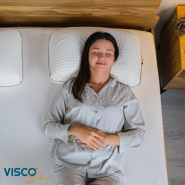 Visco Yastık Ergonomik Yastık Yüksek Visco Yastık Risus Doğal Viskon Kılıflı Yastık 60x40x15 cm - 5
