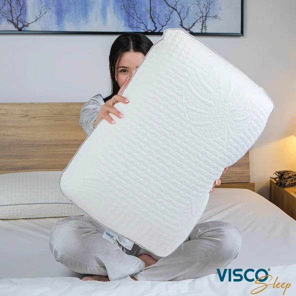 Visco Yastık Ergonomik Yastık Yüksek Visco Yastık Risus Doğal Viskon Kılıflı Yastık 60x40x15 cm