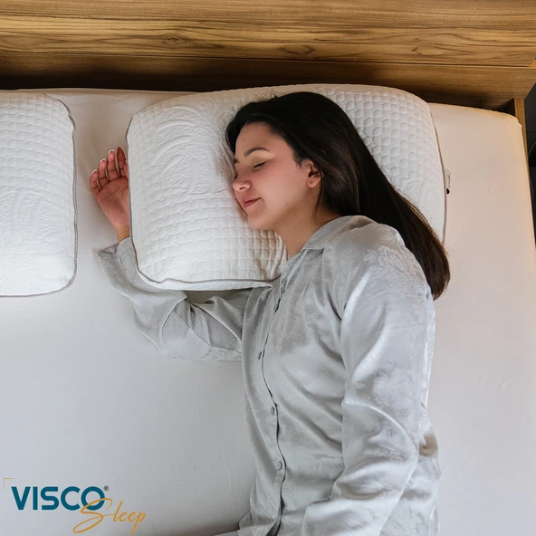 Visco Yastık Ergonomik Yastık Yüksek Visco Yastık Risus Doğal Viskon Kılıflı Yastık 60x40x15 cm - 3