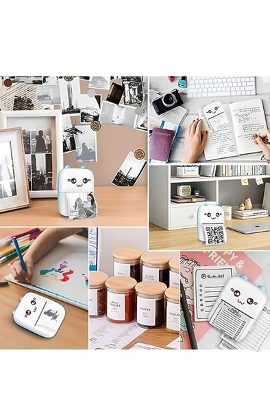 Torima Yapışkanlı Beyaz 1Paket (5Adet) Termal Rulo Kağıt Etiket Sticker Tüm Mini Makinalara Uyumlu - 2