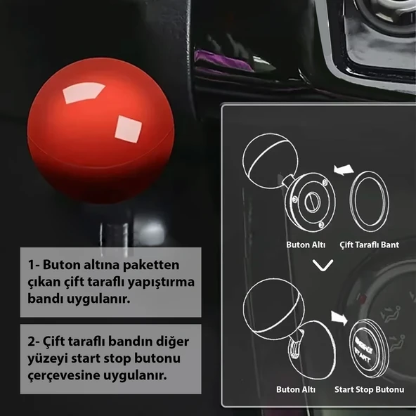 Oto Start Stop Kapağı Motor Çalıştırma Joystik Düğmesi Tek Hareket Motor Başlatma ve Durdurma Düğmesi - 4