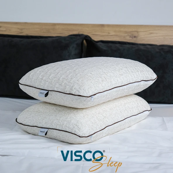 Visco Yastık Ergonomik Yastık Yüksek Visco Yastık Risus Doğal Keten Kılıflı 60x40x15 cm