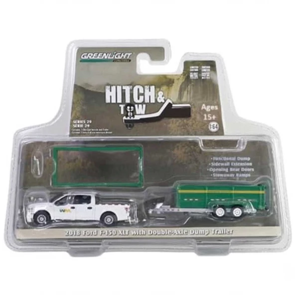 Greenlight 1/64 2018 Ford F-150 XLT with Double-Axle Dump - Resim 2