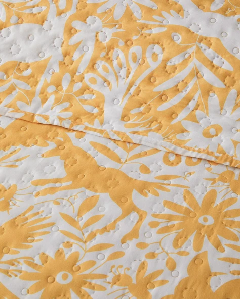 English Home Folk Jungle Tek Kişilik Çok Amaçlı Örtü Sarı - 2