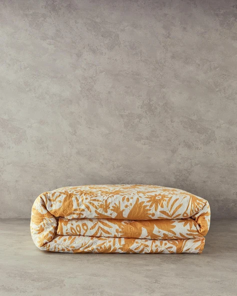 English Home Folk Jungle Tek Kişilik Çok Amaçlı Örtü Sarı - 3