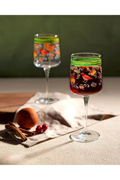 Ethnicque Musette 4 Lü Şarap Kadehi Seti - 320 ml - Resim 2