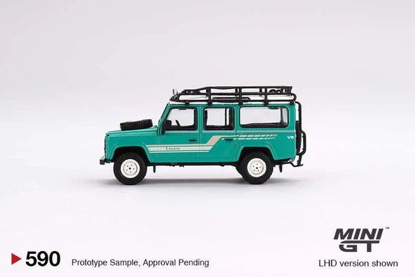 Mini GT 1/64 Land Rover Defender 110 1985 County Station Wagon Trident Green - 7