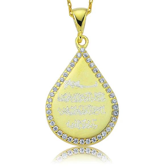 Gümüş Damla Nazar Duası Bayan Kolye