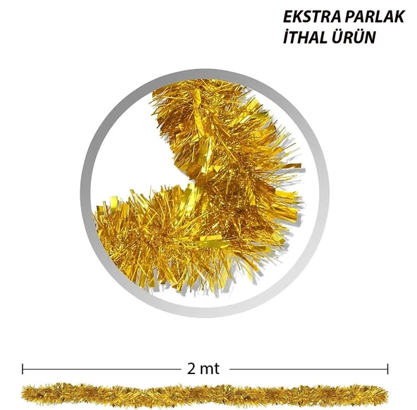Parti İçin Sim Süs 2 Metre Uzunluk 6 cm Genişlik Altın Renk İthal - 4