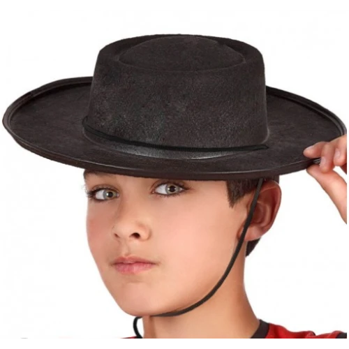 Siyah Renk Keçe Flamenko Şapkası Çocuk Boy ürün görseli