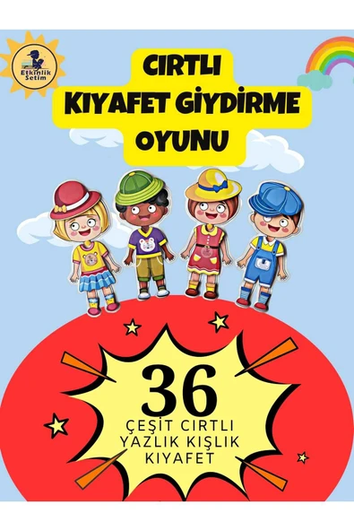 36 Adet Yazlık Kışlık Kıyafet Giydirme Hafıza Geliştiren Cırtlı Etkinlik Oyunu