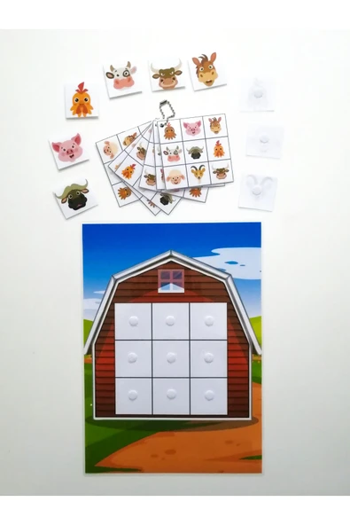 Çocuklar İçin Çiftlik Hayvanları Öğretici Eşleştirme Dikkat Hafıza Güçlendirme Oyunu Cırtlı Etkinlik - Resim 2