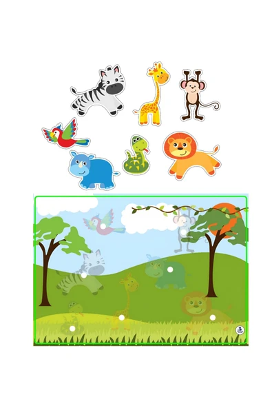 Çocuklara Ormanda Yaşayan Hayvanları Öğreten Eğitici Etkinlik Materyali Oyun ürün görseli 1