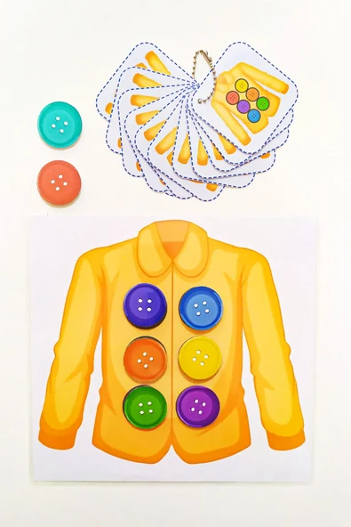 Renkleri Öğreniyorum Hafızayı Güçlendiren Eğitici Düğme Etkinliği Oyunu Eğitici Oyuncak - Resim 3