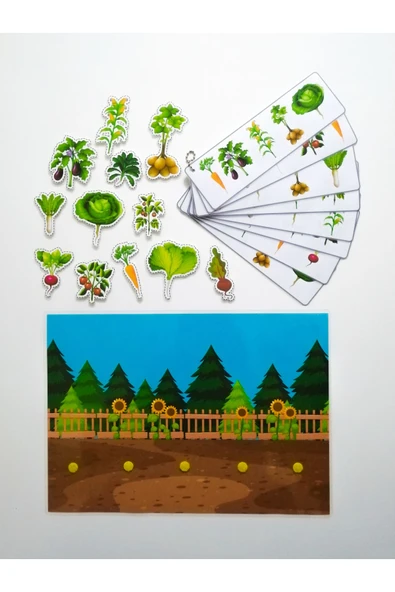 Çocuklar İçin Sebzeleri Öğretici Eşleştirme Dikkat Hafıza Güçlendirme Oyunu Cırtlı Etkinlik ürün görseli 1