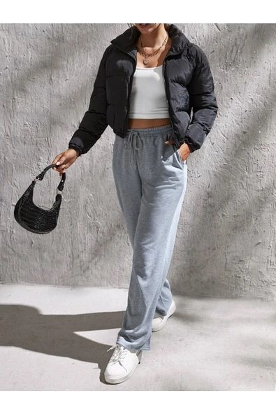 Kadın Kare Yaka Beyaz Slim Fit Crop Top Bluz - 5