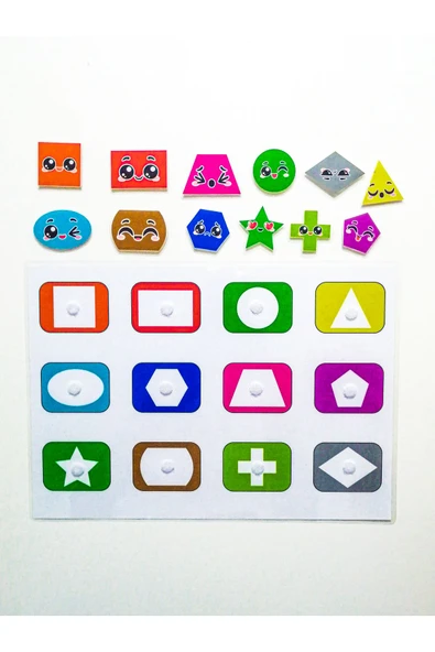 Şekilleri Renkleri ve Yüz İfadelerini Öğretici Zeka Geliştirme Güçlendirme Oyunu Cırtlı Etkinlik ürün görseli 1