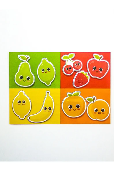 Meyveleri Ve Renkleri Öğretici Eşleştirme Hafıza Güçlendirme Zeka Geliştirme Oyunu Cırtlı Etkinlik - Resim 3