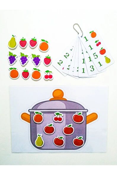 Çocuklara Sayıları ve Meyveleri Öğretici Zeka Geliştirme Hafıza Güçlendirme Oyunu Cırtlı Etkinlik ürün görseli 1