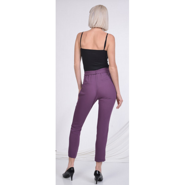 BAYAN BELİ LASTİKLİ CEPLİ YAZLIK PANTOLON SORALLİNE 1696 MOR - 3