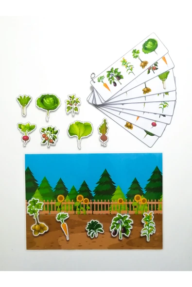 Çocuklar İçin Sebzeleri Öğretici Eşleştirme Dikkat Hafıza Güçlendirme Oyunu Cırtlı Etkinlik - Resim 3