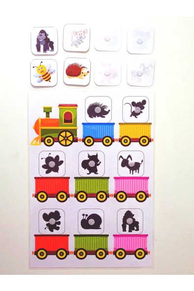 Renkleri ve Hayvanları Öğretici Zeka Geliştirme Kartı Hafıza Güçlendirme Oyunu Cırtlı Etkinlik - Resim 2