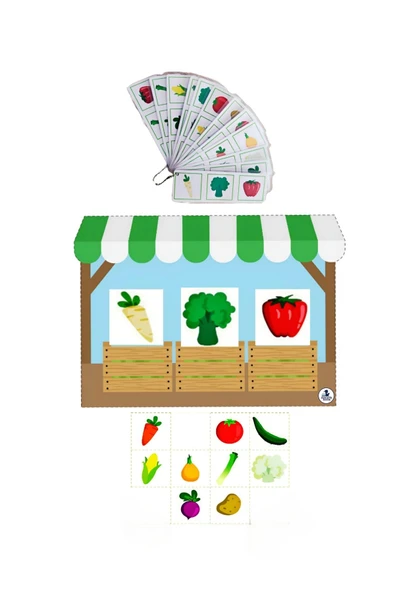 Çocuklara Sebzeleri Öğreten Zeka Ve Hafıza Geliştiren Eşleştirme Oyunu Etkinlik Aktivite - Resim 2